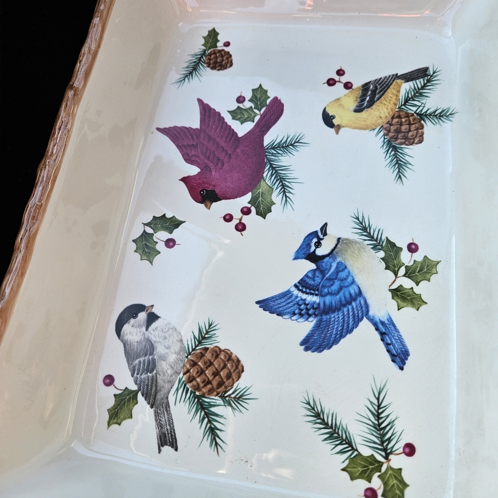 Sonoma Ceramic Tray with Colorful Birds Serving platter